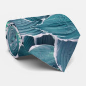 Aquamarine und weiße Blätter Krawatte (Gerollt)