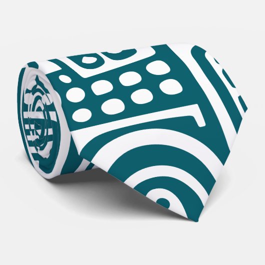 aquamarine und weiße Doodles 4 von 7 Krawatte (Gerollt)