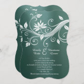 Aquamarine und weiße Floral Whimsey Hochzeitseinla Einladung (Vorne/Hinten)