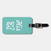 Aquamarine und weiße Gepäckmarke Gepäckanhänger (Vorderseite horizontal)