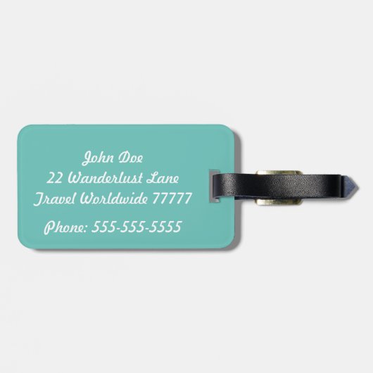 Aquamarine und weiße Gepäckmarke Gepäckanhänger (Rückseite horizontal)