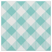 Aquamarine und weiße große Diagonal Gingham Karier Stoff (Nahaufnahme)