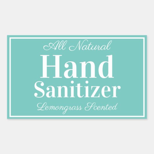 Aquamarine und weiße, hausgemachte Hand Sanitizer Rechteckiger Aufkleber (Vorderseite)