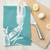 Aquamarine und weiße Hummer, naukal Personalisiert Geschirrtuch (Viertel Falte)