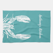 Aquamarine und weiße Hummer, naukal Personalisiert Geschirrtuch (Horizontal)