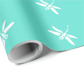 Aquamarine und weiße Libelle Geschenkpapier (Rolleneckpunkt)