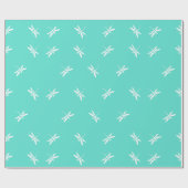 Aquamarine und weiße Libelle Geschenkpapier (Flach)