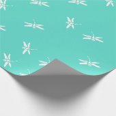 Aquamarine und weiße Libelle Geschenkpapier (Ecke)