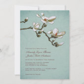 Aquamarine und weiße Magnolia Hochzeit Einladung (Vorderseite)