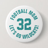 Aquamarine und weiße Mama Jersey Nummer Button (Vorderseite)