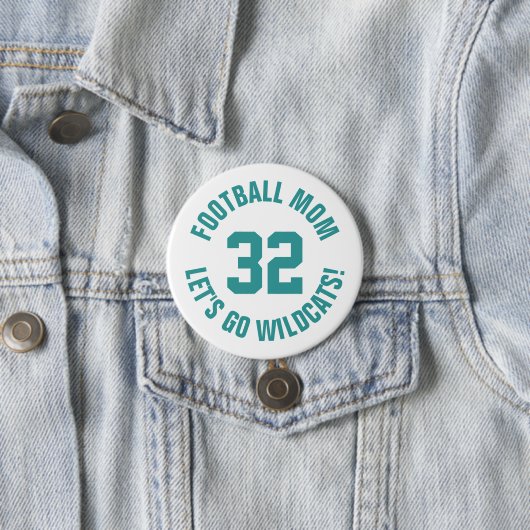 Aquamarine und weiße Mama Jersey Nummer Button (Beispiel)
