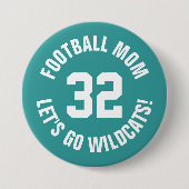 Aquamarine und weiße Mama Jersey Nummer Button (Vorderseite)