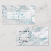 Aquamarine und weiße Marmorkarte Visitenkarte (Vorne/Hinten)