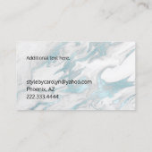 Aquamarine und weiße Marmorkarte Visitenkarte (Rückseite)