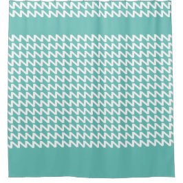 Aquamarine und weiße moderne Sharp Waves Duschvorhang