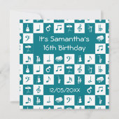 Aquamarine und weiße Musiknoten und Instrumente Einladung (Vorderseite)