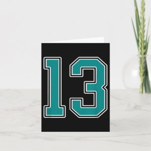 Aquamarine und weiße Nummer 13 Jersey Player Unifo Karte