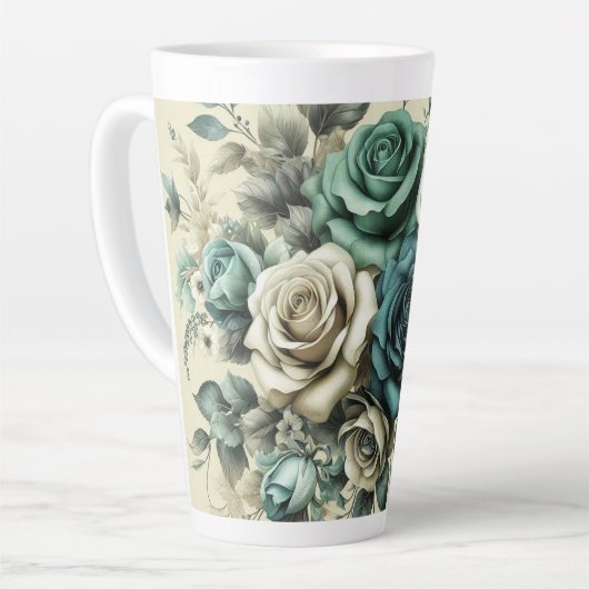 Aquamarine und weiße Rosen Milchtasse (Linke Ecke)