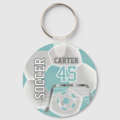 Aquamarine und weiße ⚽ schlüsselanhänger (Rückseite)