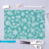 Aquamarine und weiße Schneeflocken Winterwonderlan Seidenpapier (Handwerk)