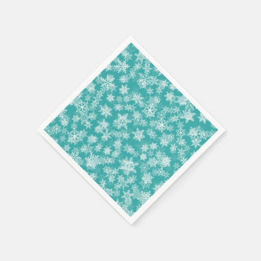 Aquamarine und weiße Schneeflocken Winterwonderlan Serviette (Ecke)
