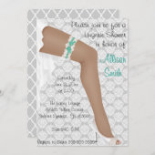 Aquamarine und weiße Spitzen-Fingerie-Brautparty Einladung (Vorne/Hinten)