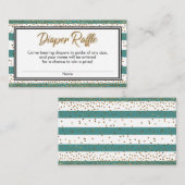 Aquamarine und weiße Streifen, Confetti-Windelsche Begleitkarte (Vorne/Hinten)