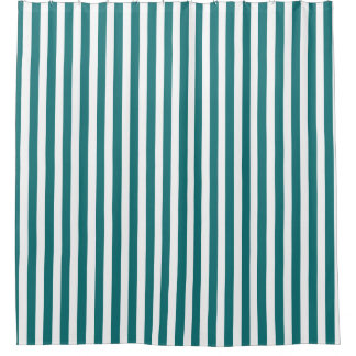Aquamarine und weiße Streifen Duschvorhang