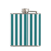 Aquamarine und weiße Streifen Flachmann (Rückseite)