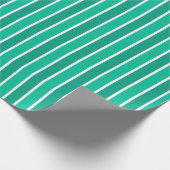 Aquamarine und weiße Streifen Geschenkpapier (Ecke)