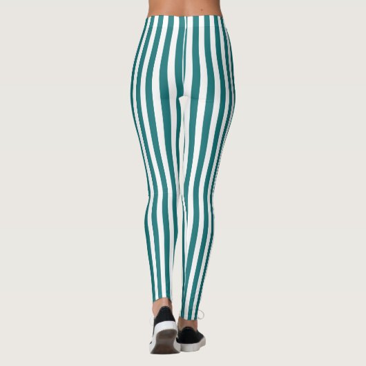 Aquamarine und weiße Streifen Leggings (Rückseite)