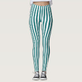 Aquamarine und weiße Streifen Leggings (Vorderseite)