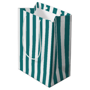 Aquamarine und weiße Streifen Mittlere Geschenktüte