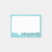 Aquamarine und weiße Talk-Blase mit Skriptname Post-it Klebezettel (Vorderseite)