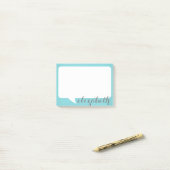 Aquamarine und weiße Talk-Blase mit Skriptname Post-it Klebezettel (Auf Schreibtisch)