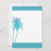 Aquamarine und weiße tropische Palmen Einladung (Rückseite)