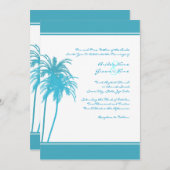 Aquamarine und weiße tropische Palmen Einladung (Vorne/Hinten)