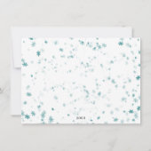 Aquamarine und weiße Winterschneeflocken Foto Einladung (Rückseite)