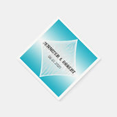 Aquamarine und weiße Zebra Diamond Wedkin Napkin Serviette (Ecke)