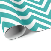 Aquamarine und weiße Zickzack Zackenkulisse Geschenkpapier (Rolleneckpunkt)