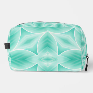 Aquamarine und weißes geometrisches Muster Waschbeutel