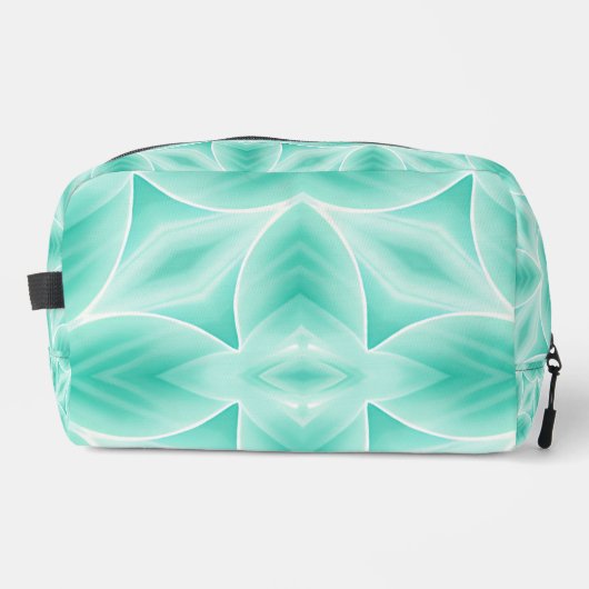 Aquamarine und weißes geometrisches Muster Waschbeutel (Vorderseite)