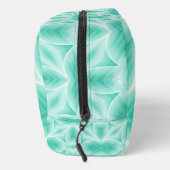 Aquamarine und weißes geometrisches Muster Waschbeutel (Rechts)