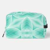 Aquamarine und weißes geometrisches Muster Waschbeutel (Rückseite)