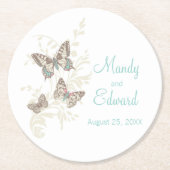 Aquamarine Untersetzer mit Hochzeitskunst (Vorderseite)