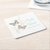 Aquamarine Untersetzer mit Hochzeitskunst (angewinkelt)