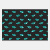 Aquamarine Vampire Lips und Zähne auf Schwarz Geschenkpapier Set (Vorderseite 3)