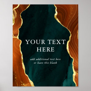 Aquamarine, verblüffende Orange- und Goldschmiedet Poster