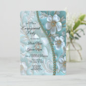 Aquamarine Verlobung Einladung (Stehend Vorderseite)