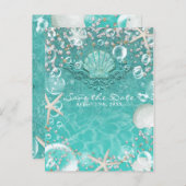 Aquamarine verzauberte Sternfische & Blasen Save t Ankündigungspostkarte (Vorne/Hinten)